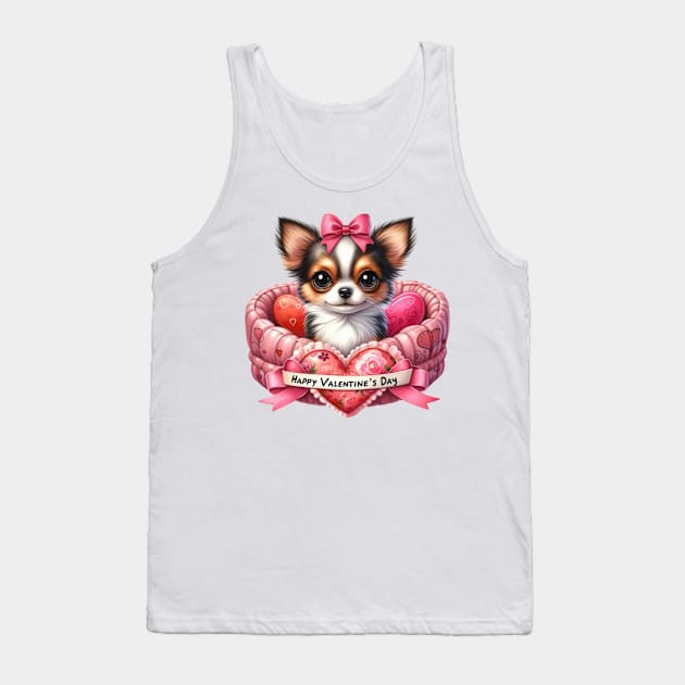 Valentine Chihuahua Dog in Bed Tank Top by Chromatic Fusion Studio